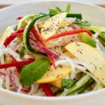A fresh and vibrant gluten free rice noodle salad. Tossed with apples, cucumber and poppy seeds, this salad is healthy, light and delicious!