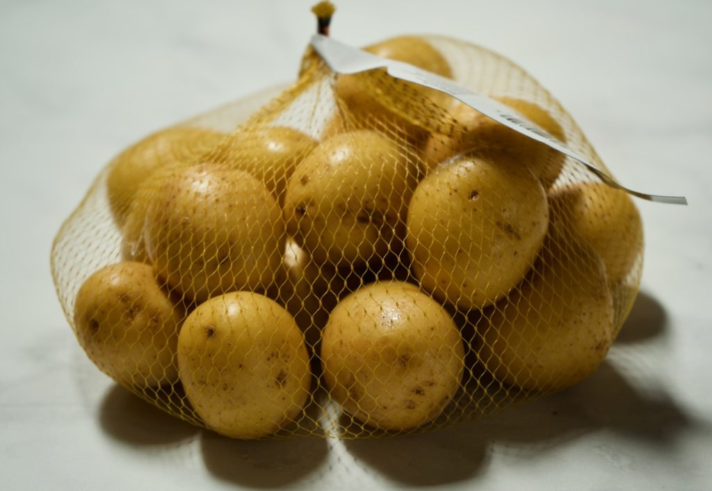 Small, waxy potatoes called "two-bite" potatoes.