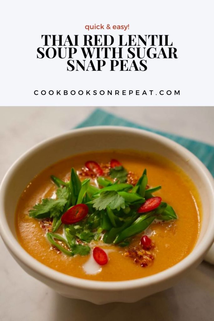 Pinterest pin with bowl of soup.
