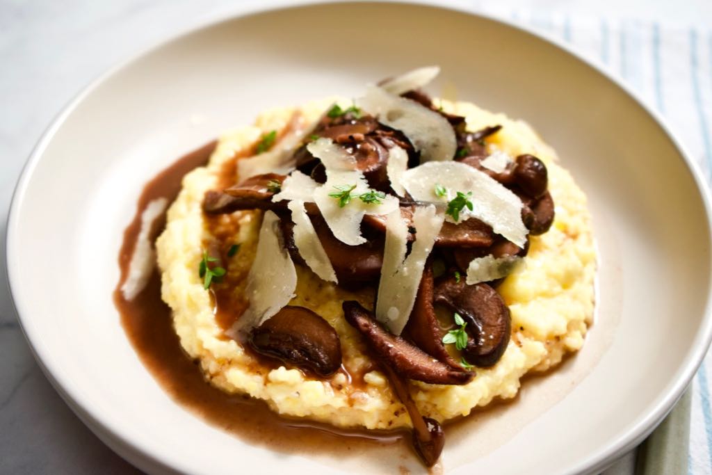 Polenta with Goat Cheese and a Ragout of Mushrooms