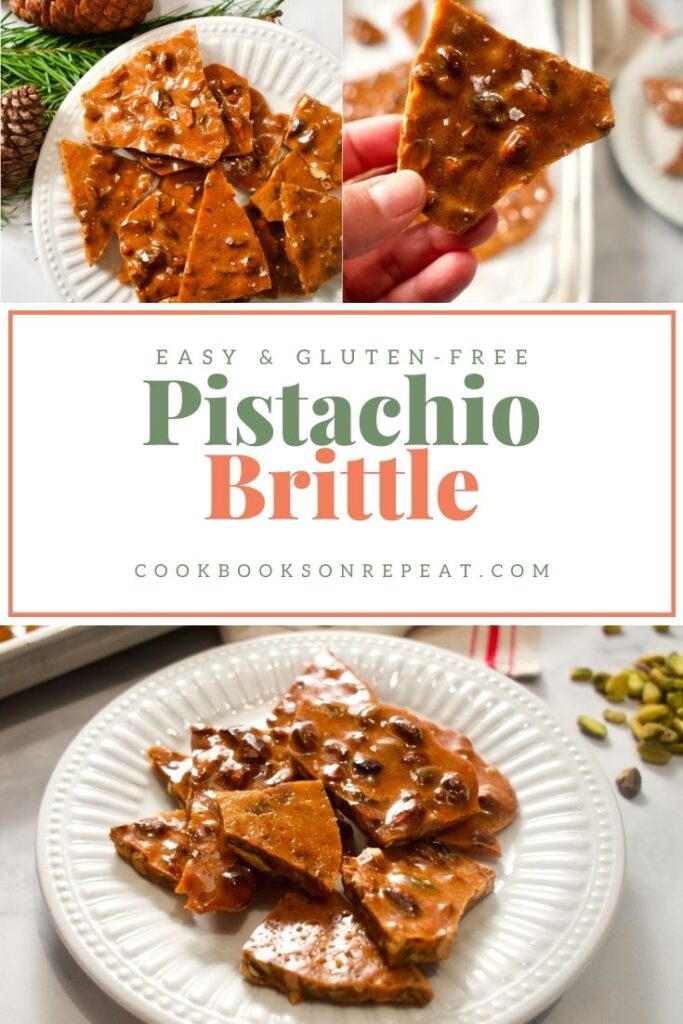 Pistachio brittle pinterest graphic.